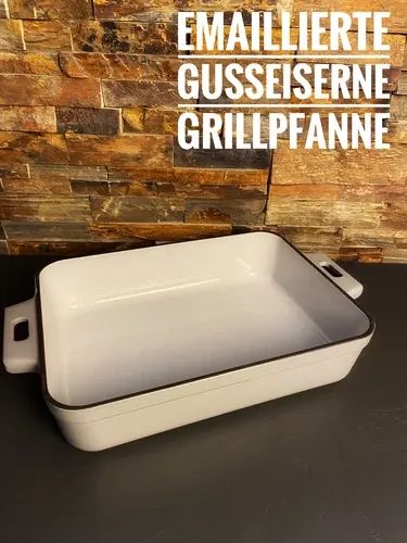 Gusseiserne Grillpfanne in grau mit Gitter von Sandys wildes Steinwerk Gusseiserne Grillpfanne in grau mit Gitter